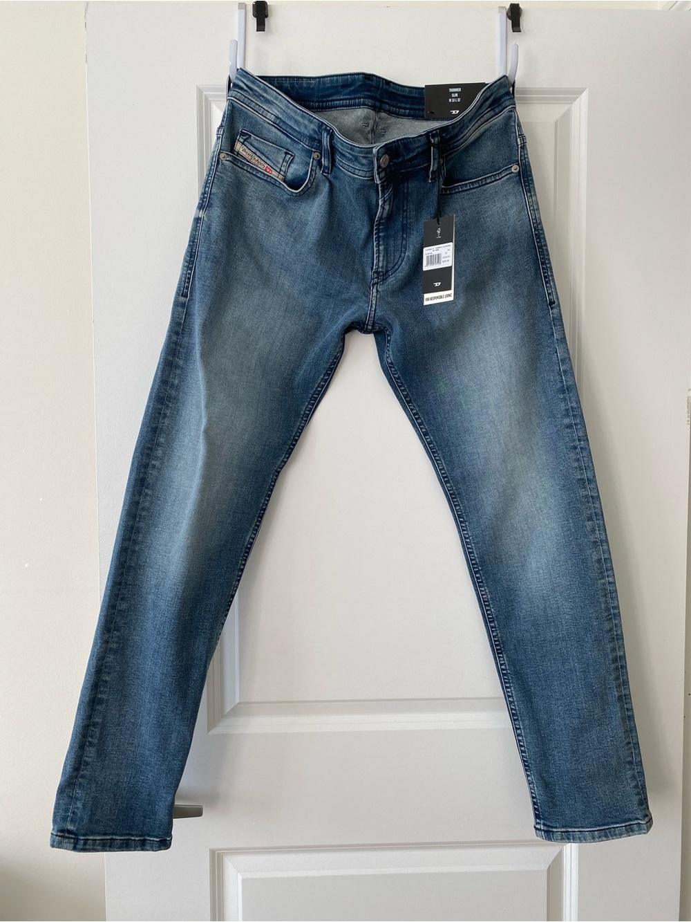 Diesel Thommer Men's Slim Blue Washed Jeans Sz 33